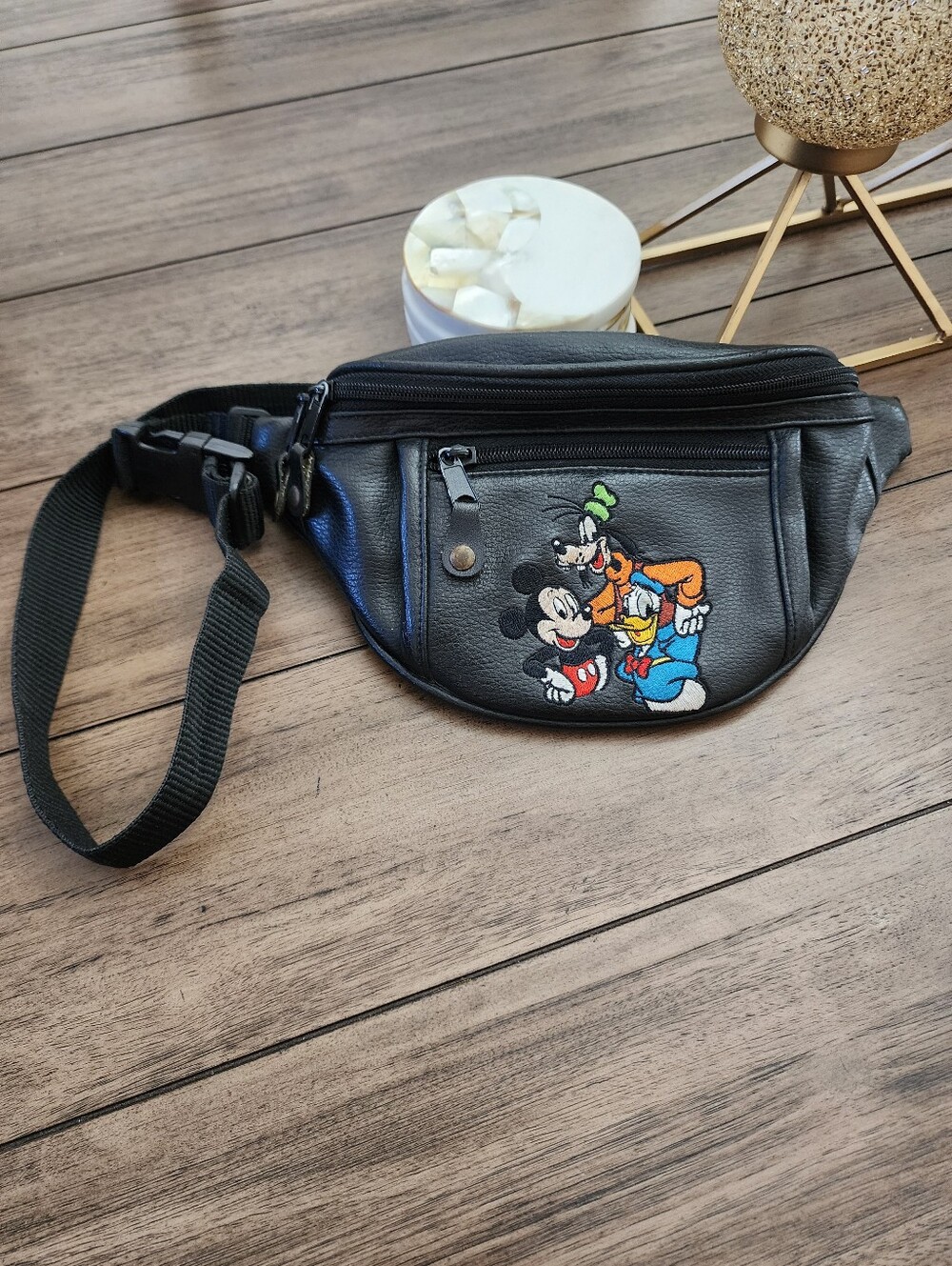 Vintage Black Disney Character Embroidered Waist Bag - Picture 2 of 13